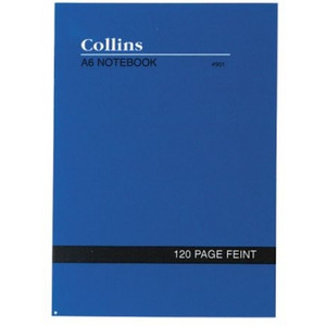 COLLINS 901 BELMONT NOTEBOOKS A6 120Pg Feint Ruled Blue