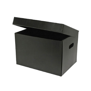 MARBIG CORFLUTE BOX W/ATTACHED LID BLACK