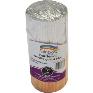 RAINBOW CORRUGATED BOARD - BORDER ROLL GOLD & SILVER - 180GSM 60MMX10M