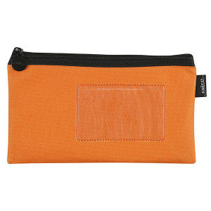 CELCO PENCIL CASE ORANGE 204mm x 123mm with Front Insert for Name Card