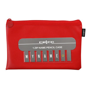 CELCO PENCIL CASE RED 225mm x 143mm with Name Card Insert