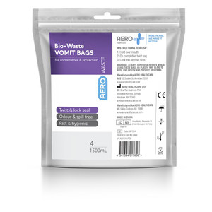 AEROWASTE Bio-Waste Vomit Bag 1500ml, Bag of 4