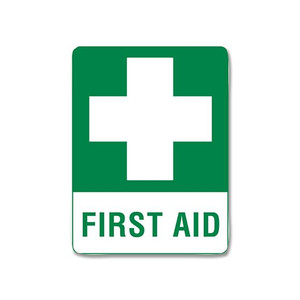 Small Poly First Aid Sign 30 x 22.5cm, Each
