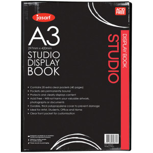 Jasart Studio Display Book A3 20 Pockets Black