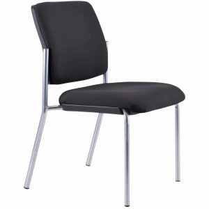 Buro Lindis 4 Leg Chair No Arms Silver Powdercoated Frame Black Fabric Seat and Back