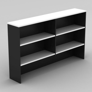 OM Classic Desk Hutch 1080Hx1500Wx325mmD 4 Shelf White and Charcoal