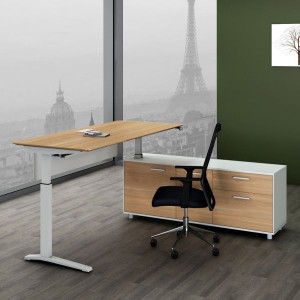 POTENZA EXECUTIVE DESK W 2000 x D 1820 x H 750-1100mm Virginia Walnut/White Right