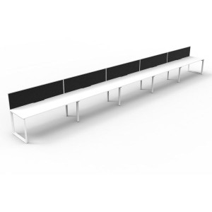 Deluxe Loop Workstation 5 Person With Screen 1500Wx750D White Top White Single Frame