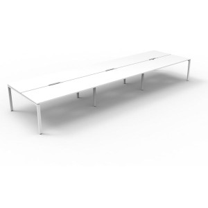 Deluxe Profile Workstation 6 Person No Screen 1800Wx750D White Top White Double Frame
