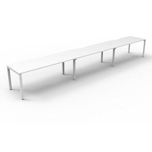 Deluxe Profile Workstation 3 Person No Screen 1200Wx750D White Top White Single Frame