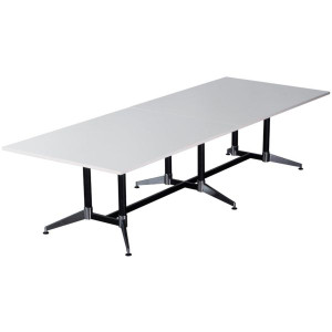 Typhoon Boardroom Table 3200Wx1200mmDx750mmH 2 Piece White Top Black Legs Chrome Base