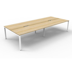 Deluxe Profile Workstation 4 Person No Screen 1200Wx750D Oak Top White Double Frame