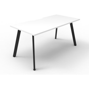 Eternity Straight Desk No Screen 1500Wx750D White Top Black Single Frame