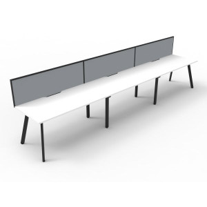 Eternity Workstation 3 Person With Screen 1500Wx750D White Top Black Single Frame