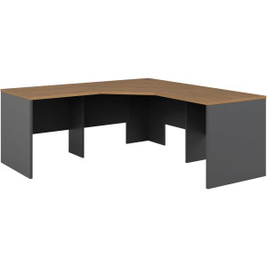 OM Premiere 3 Piece Corner Workstation 1800H x700Wx720Dmm Regal Walnut and Charcoal