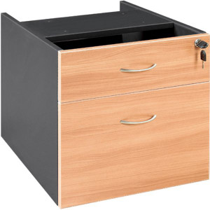 FIXED PEDESTAL 1 DRAWER & 1 FILE 464(W) x 400(D) x 450(H) BEECH / CHARCOAL