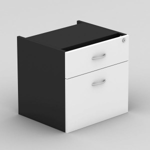 FIXED PEDESTAL 1 DRAWER & 1 FILE 464(W) X 400(D) X 450(H) WHITE / CHARCOAL