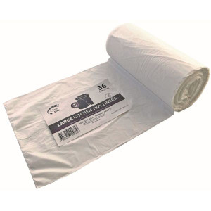 Clean Wiz Oxo-Biodegradable Kitchen Tidy Liners 36L White Pack of 50