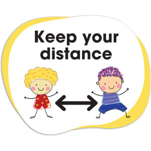 Durus School Sign Keep Your Distance 250mmx200mm Outdoor Floor Adhesive White