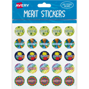 Avery Merit Stickers 300 Labels Caption 3 Assorted