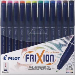 PILOT FRIXION FINELINER ERASABLE Assorted Wallet Of 12