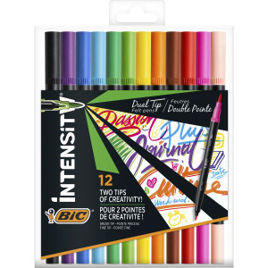 BIC Intensity Dual Tip Fineliner Assorted Colours Box of 12