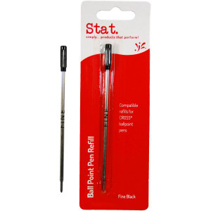 Stat Ballpoint Pen Refill Cross Compatible Fine Pack of 10 Black