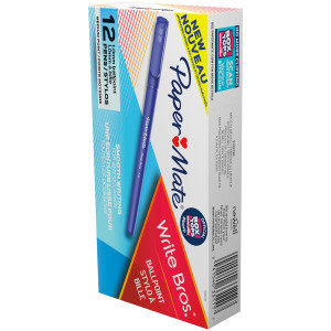 Papermate Write Bros Ballpoint Pen Medium 1mm Blue Box of 12