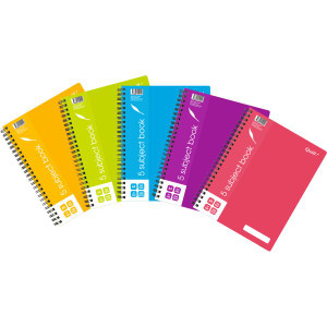 Quill Shades 5 Subject Book 70gsm PP A4 250 Pages Assorted (10496A)