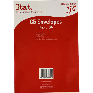 Stat Peel And Seal Envelope C5 Kraft Pack of 25