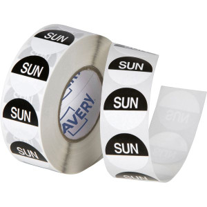 SUNDAY ROUND LABELS BLACK 24MM 1000/ROLL