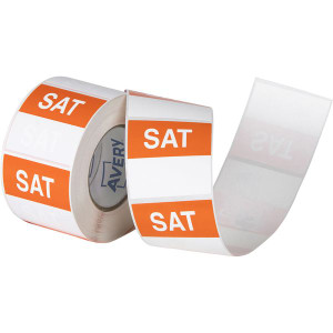 SATURDAY SQUARE LABELS ORANGE 40MM 500/ROLL