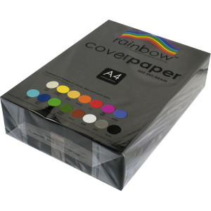 RAINBOW COVER PAPER 125GSM A4 BLACK PK500