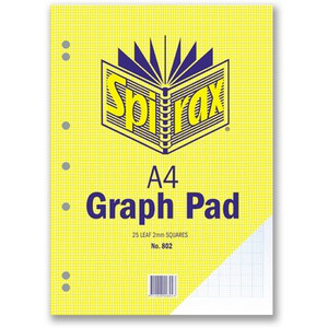 SPIRAX 802 GRAPH PAD 2mm A4 25 LEAF