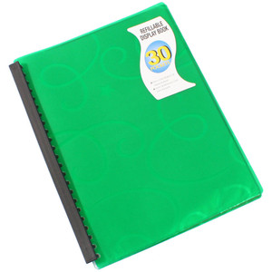 BEAUTONE DISPLAY BOOK REFILLABLE JEWEL PP A4 30 POCKETS GREEN