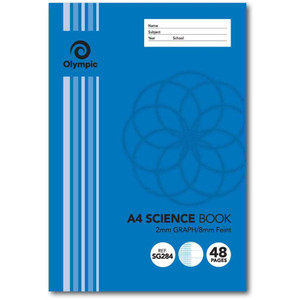 Olympic Science SG284i A4 48 Page 2mm Graph / 8mm Feint Ruled (105066)