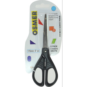 OSMER SCISSOR - 170MM BLACK HANDLE - HANGSELL CARD