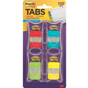 POST-IT 686-RALY DURABLE TABS 25MM RED/AQUA/LIME/YELLOW PACK 100