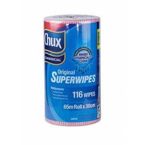 CHUX SUPERWIPES ECONOMY ROLL RED 30CM X 65CM 116S ROLL