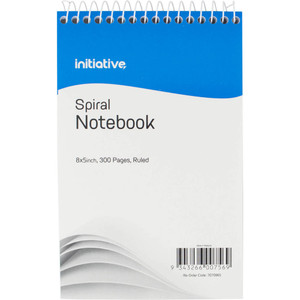 INITIATIVE SPIRAL NOTEBOOK SHORTHAND TOP BOUND 200 X 127MM 300 PAGE *** While Stocks Last - please enquire to confirm availability ***