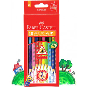 Faber-Castell Junior Grip Dot Colour Pencils, Assorted Pack of 10