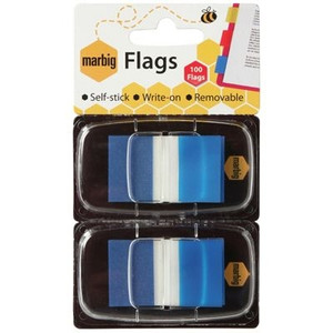 OFFICE NATIONAL TRANSPARENT TINTED FLAG 25 X 44MM BLUE PACK 2
