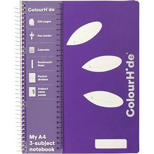 COLOURHIDE MY 3 SUBJECT NOTEBOOK A4 300PG PURPLE