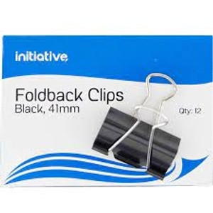 INITIATIVE FOLDBACK CLIPS 41MM BLACK PACK 12