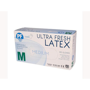 ULTRA FRESH LATEX GLOVES MEDIUM UNPOWDERED PACK OF 100 *** Please enquire to confirm availability ***