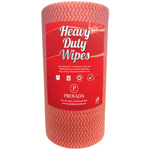 Provada Heavy Duty Wipes 30 x 50 cm 60gsm Jumbo Roll 90 Sheets/Roll Red