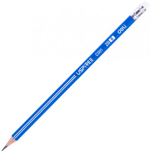 Deli 2B Triangular Graphite Pencil with Eraser Tip Pack of 12