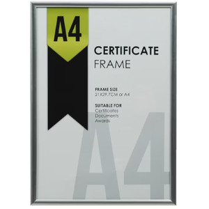 LIFESTYLE BRANDS A4 CERTIFICATE FRAME SILVER