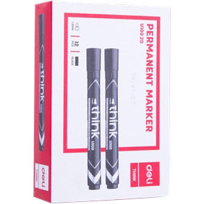 DELI BULLET POINT PERMANENT MARKERS Black - 2 Packs of 12 (24 Markers)