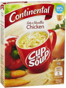 CONTINENTAL CHICKEN LOTS-A-NOODLES SOUP 2 SERVES 60GM